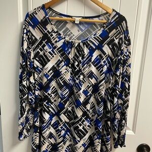 Abstract Blue and Black Women's Top
